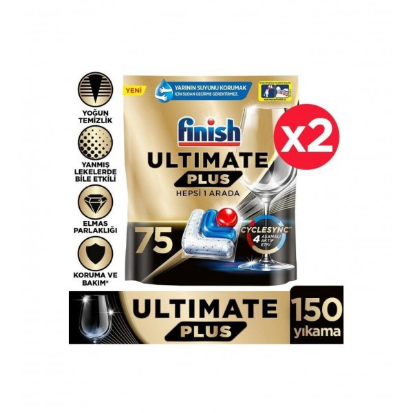 Finish Ultimate Plus Bulaşık Makinesi 75 x 2 Adet